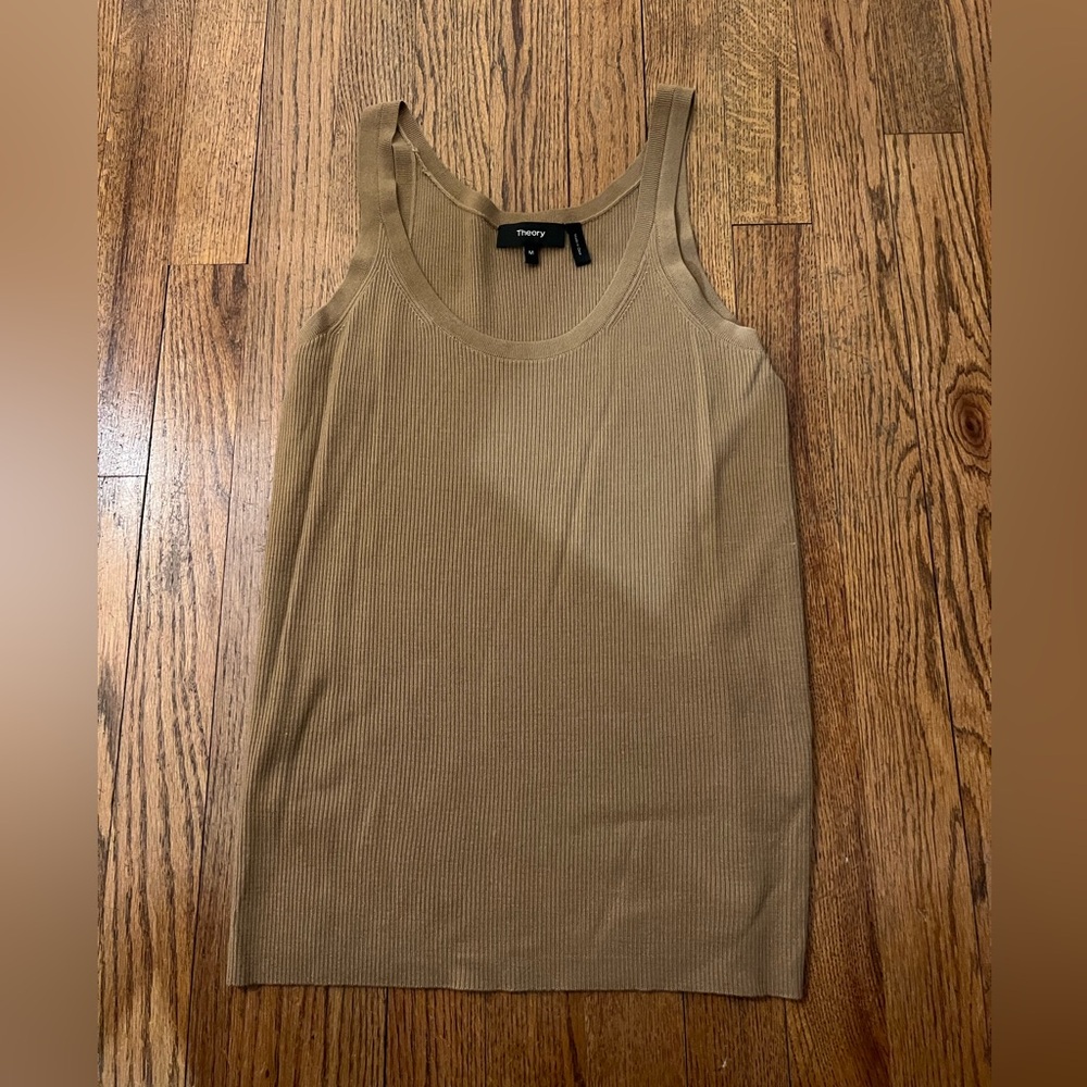 Theory Women's Tan Ribbed Tank Top